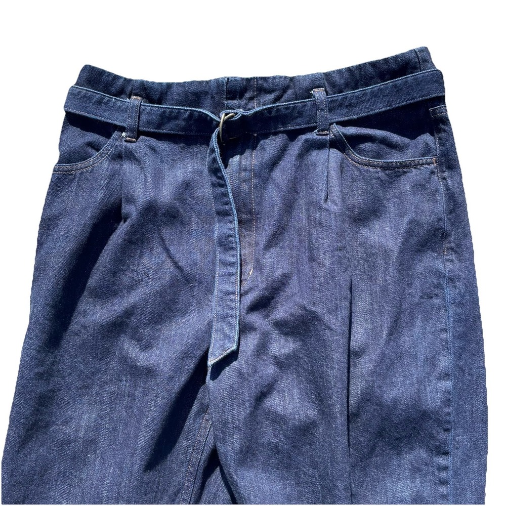 Uniqlo Belted Trouser Jeans Size 29x30 High Rise Relaxed Fit Dark Wash - Picture 6 of 11